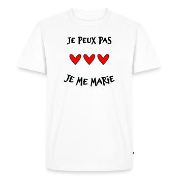 JE PEUX PAS. MARIE. FUTUR MARIE. EVJF. TEAM. TEAM  - T-shirt Premium bio Homme - blanc - Devant - Nico (187cm)