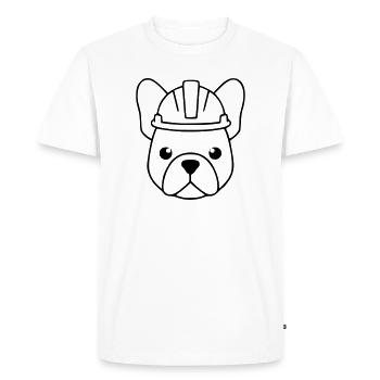 Frenchie Construction Helmet Head Outline - Men's Premium Organic T-Shirt - white - Front - Nico (187cm)