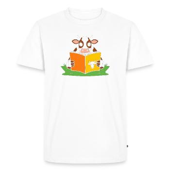 Reading cow in ribbon - Men's Premium Organic T-Shirt - white - Front - Nico (187cm)