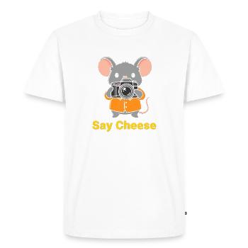 Caméra Souris dit fromage - T-shirt Premium bio Homme - blanc - Devant - Nico (187cm)