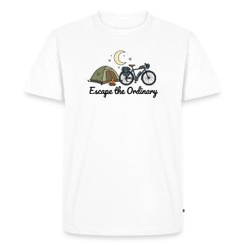 Le bikepacking : l’art de l’échappatoire à l’aventure ordinaire - T-shirt Premium bio Homme - blanc - Devant - Nico (187cm)