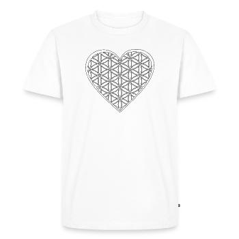 Heart & Flower of Life - Love & Positive Vibes Shirt - T-shirt Premium bio Homme - blanc - Devant - Nico (187cm)