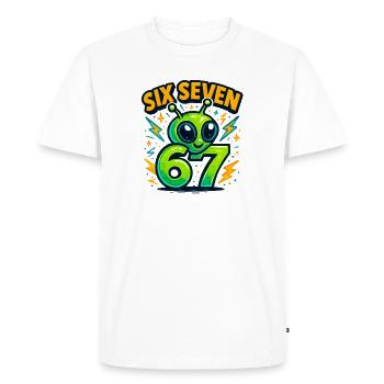 Six Seven 67 Italien Cerveau Humour Extraterrestre Drôle - T-shirt Premium bio Homme - blanc - Devant - Nico (187cm)