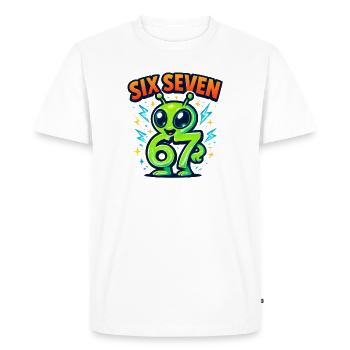 Six Seven 67 Italien Cerveau Humour Extraterrestre Drôle - T-shirt Premium bio Homme - blanc - Devant - Nico (187cm)