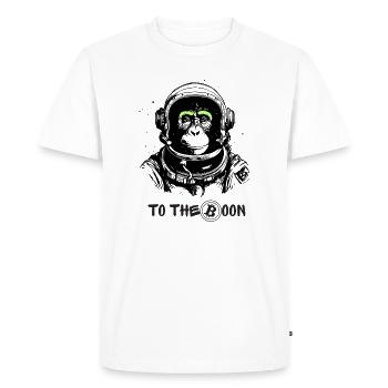 Astro Monkey Bitcoin T-shirt Bitcoin to the Moon - T-shirt Premium bio Homme - blanc - Devant - Nico (187cm)