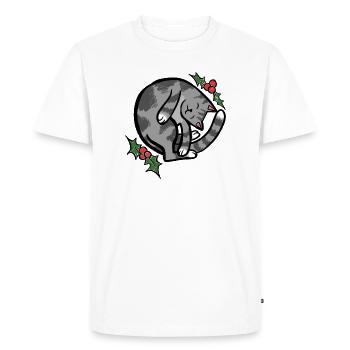 Chat Douillet et Endormi avec Holly - T-shirt Premium bio Homme - blanc - Devant - Nico (187cm)
