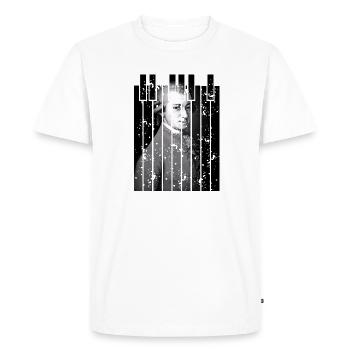 Glitch Mozart Classical Portrait Art - Men's Premium Organic T-Shirt - white - Front - Nico (187cm)