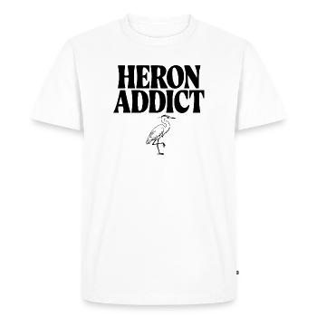 Accro au Héron - T-shirt Premium bio Homme - blanc - Devant - Nico (187cm)