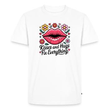 Les baisers et les câlins guérissent tout - T-shirt Premium bio Homme - blanc - Devant - Nico (187cm)