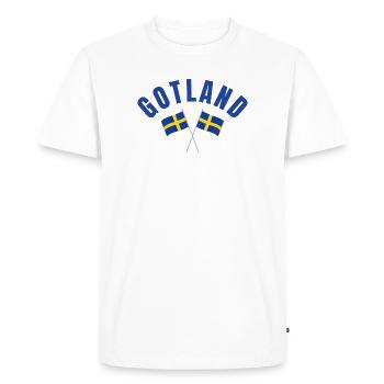 Drapeaux suédois de Gotland - T-shirt Premium bio Homme - blanc - Devant - Nico (187cm)
