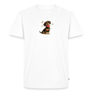 Dachshund Heart Dog with Butterflies - Men's Premium Organic T-Shirt - white - Front - Nico (187cm)