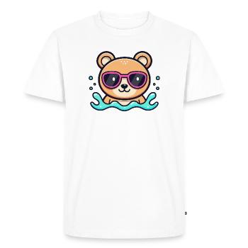 Ourson plage lunettes roses - T-shirt Premium bio Homme - blanc - Devant - Nico (187cm)