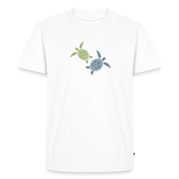 Duo de Tortues de Mer Ocean Beach Hawaii Marine Life Vibe - T-shirt Premium bio Homme - blanc - Devant - Nico (187cm)