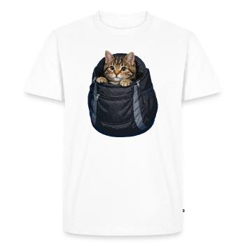 Un chat dans un poke - T-shirt Premium bio Homme - blanc - Devant - Nico (187cm)