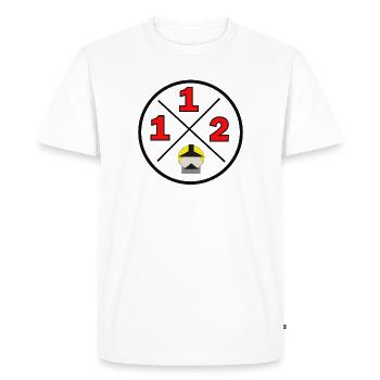 112- Logo du district - Pompiers - T-shirt Premium bio Homme - blanc - Devant - Nico (187cm)