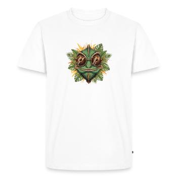 Chameleon with glasses in the jungle - Men's Premium Organic T-Shirt - white - Front - Nico (187cm)