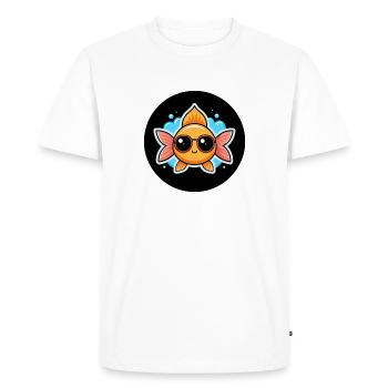 Poisson Chouette et Lunettes - T-shirt Premium bio Homme - blanc - Devant - Nico (187cm)