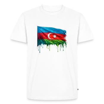 Azerbaijani flag in bright colors - Men's Premium Organic T-Shirt - white - Front - Nico (187cm)