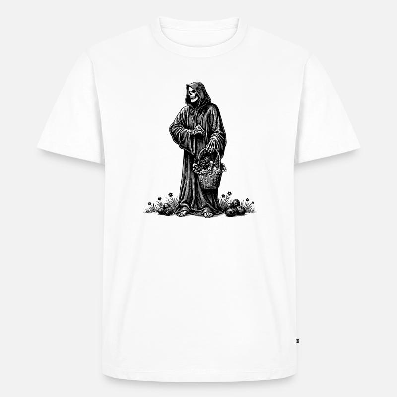Todesfigur Osterkorb Versteckte Eier Gras - Männer Premium Bio T-Shirt - Weiß