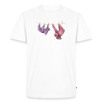 Sloth Chills Funny Animal Motif Gift Idea - Men's Premium Organic T-Shirt - white - Front - Nico (187cm)