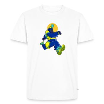 Blue Gorilla runner - Men's Premium Organic T-Shirt - white - Front - Nico (187cm)