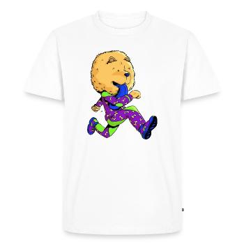 Chow-chow runner  - T-shirt Premium bio Homme - blanc - Devant - Nico (187cm)