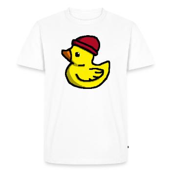 Mignon Pixel Duck en Tuque Rouge - T-shirt Premium bio Homme - blanc - Devant - Nico (187cm)