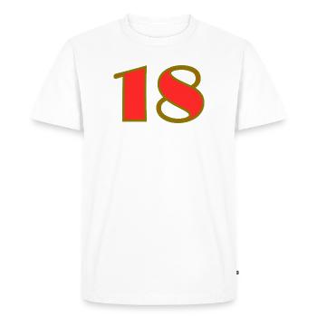 18. 18 ANS. 18e ANNIVERSAIRE. ANNIVERSAIRE 18 ANS. - T-shirt Premium bio Homme - blanc - Devant - Nico (187cm)
