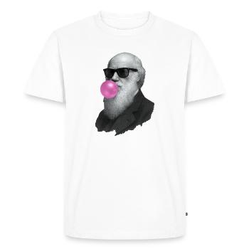 Charles Darwin avec du chewing-gum et des lunettes de soleil - T-shirt Premium bio Homme - blanc - Devant - Nico (187cm)
