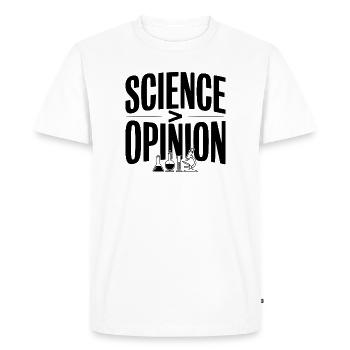 Science > Opinion - Men's Premium Organic T-Shirt - white - Front - Nico (187cm)