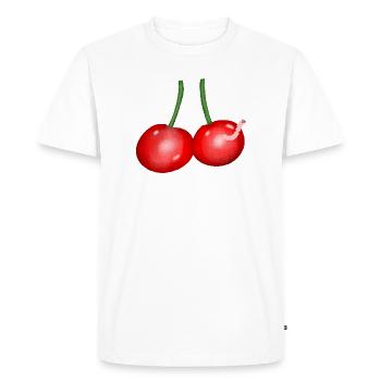Cerises Ver de dessin animé Fruit Cerise - T-shirt Premium bio Homme - blanc - Devant - Nico (187cm)