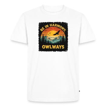 Harmonie de la chouette au coucher du soleil - T-shirt Premium bio Homme - blanc - Devant - Nico (187cm)