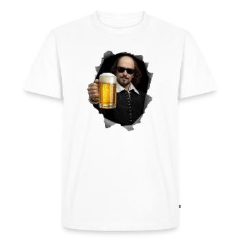 William-Shakespeare avec de la bière - T-shirt Premium bio Homme - blanc - Devant - Nico (187cm)