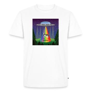 Party Cow With UFOs - Men's Premium Organic T-Shirt - white - Front - Nico (187cm)