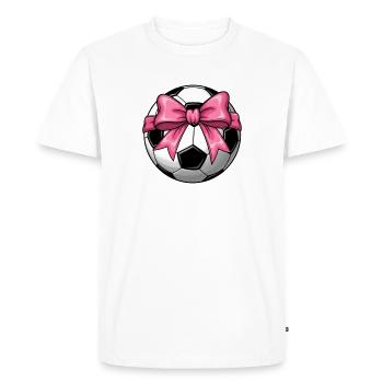 Girls' Football T-shirt with Pink Bow - Coquett's Design - Men's Premium Organic T-Shirt - white - Front - Nico (187cm)