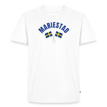Mariestad a traversé les drapeaux suédois - T-shirt Premium bio Homme - blanc - Devant - Nico (187cm)