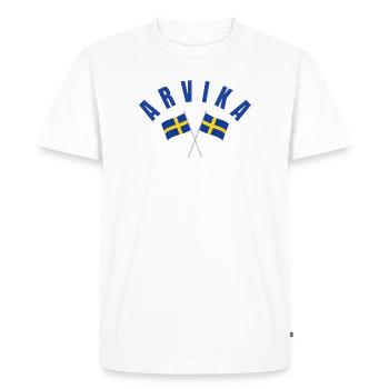 Arvika - Emblème des deux drapeaux suédois - T-shirt Premium bio Homme - blanc - Devant - Nico (187cm)
