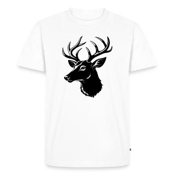 Tête de cerf de Virginie - T-shirt Premium bio Homme - blanc - Devant - Nico (187cm)