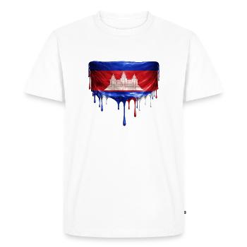 Angkor Wat Drop Flag - Men's Premium Organic T-Shirt - white - Front - Nico (187cm)