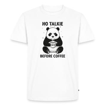No conversation in front of coffee lover panda - Men's Premium Organic T-Shirt - white - Front - Nico (187cm)