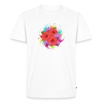 Hibiscus color explosion - Men's Premium Organic T-Shirt - white - Front - Nico (187cm)