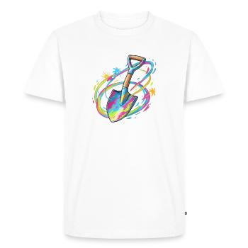 Illustration de pelle de jardin avec explosion de couleurs - T-shirt Premium bio Homme - blanc - Devant - Nico (187cm)