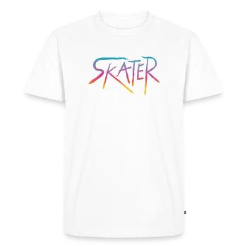 Art de rue Skater rétro coloré en dégradé - T-shirt Premium bio Homme - blanc - Devant - Nico (187cm)
