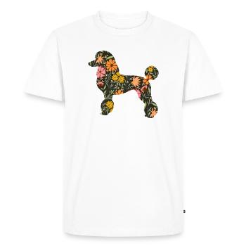 Silhouette des chiens caniche fleuris - T-shirt Premium bio Homme - blanc - Devant - Nico (187cm)