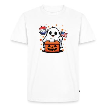 Vote des fantômes d’Halloween Humour inquiétant - T-shirt Premium bio Homme - blanc - Devant - Nico (187cm)