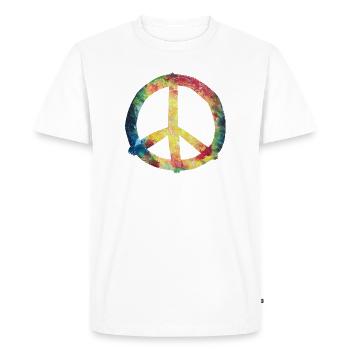 Colorful Peace Sign Tie-Dye - Men's Premium Organic T-Shirt - white - Front - Nico (187cm)
