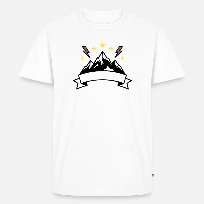 Berge Banner Textfeld Wappen - Männer Premium Bio T-Shirt - Weiß