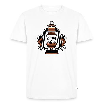 Lantern Explore Mountains Vintage - Men's Premium Organic T-Shirt - white - Front - Nico (187cm)