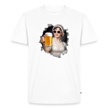 Jane Austen avec de la bière et des lunettes de soleil - T-shirt Premium bio Homme - blanc - Devant - Nico (187cm)