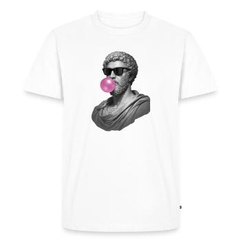 Marc Aurèle avec chewing-gum et lunettes de soleil - T-shirt Premium bio Homme - blanc - Devant - Nico (187cm)
